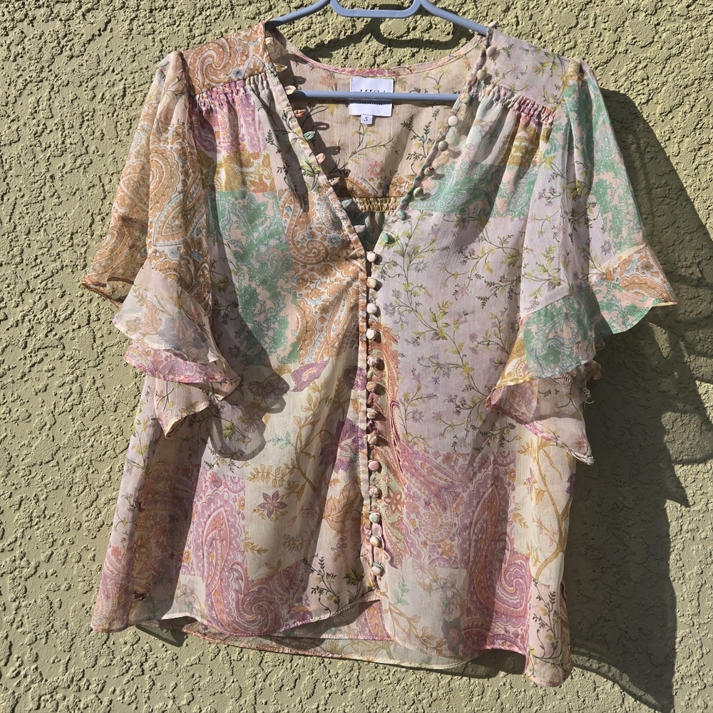 MISA Los Angeles Para Top in Printemps Patchwork - Picture 4 of 6